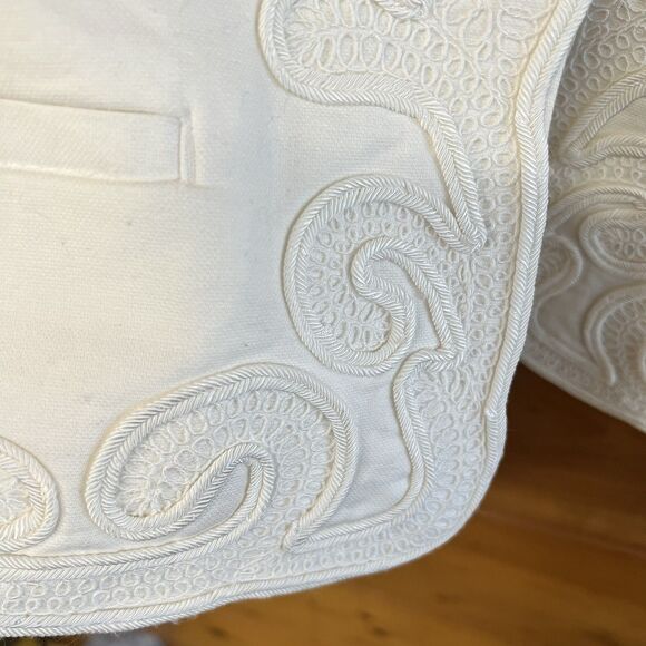 Chico's Collarless Longsleeve Soutache-Trim Jacket White Sz 10 MSRP $179.50 - Picture 4 of 6